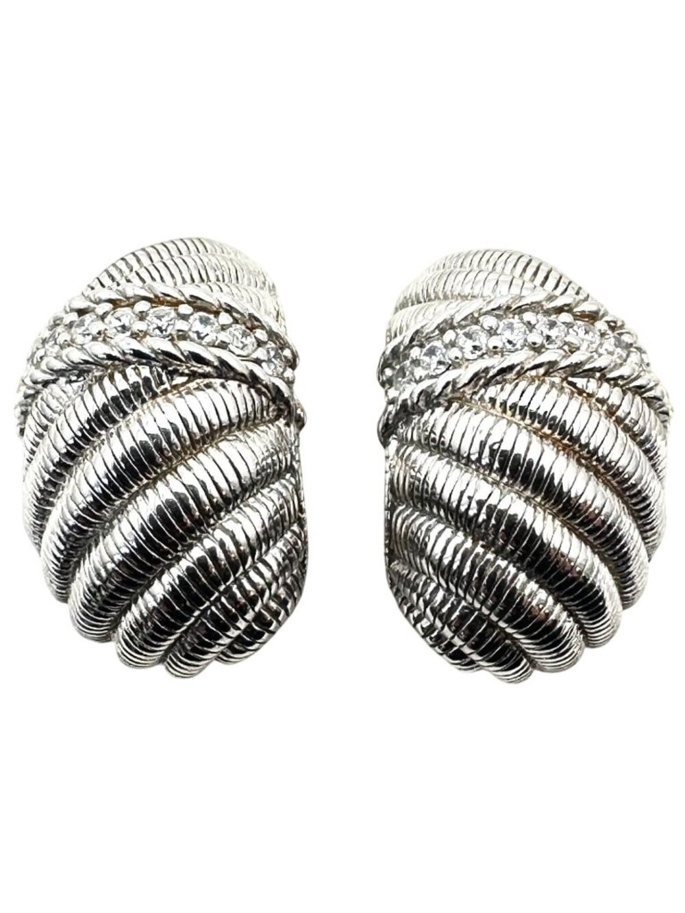 Judith Ripka Sterling Silver Pierced Earrings Cubic Zirconia Lever Back